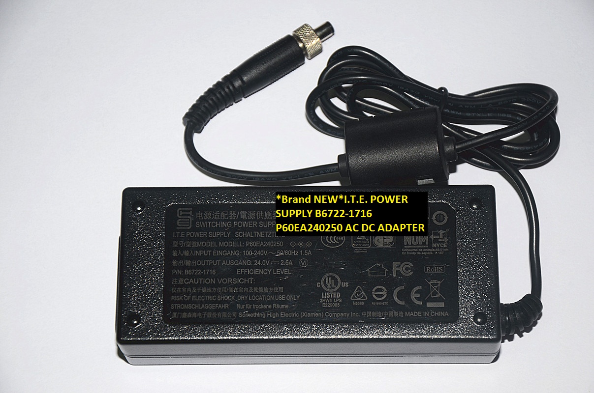 *Brand NEW*B6722-1716 AC DC ADAPTER I.T.E. 24.0V 2.5A P60EA240250 POWER SUPPLY 5.5*2.1